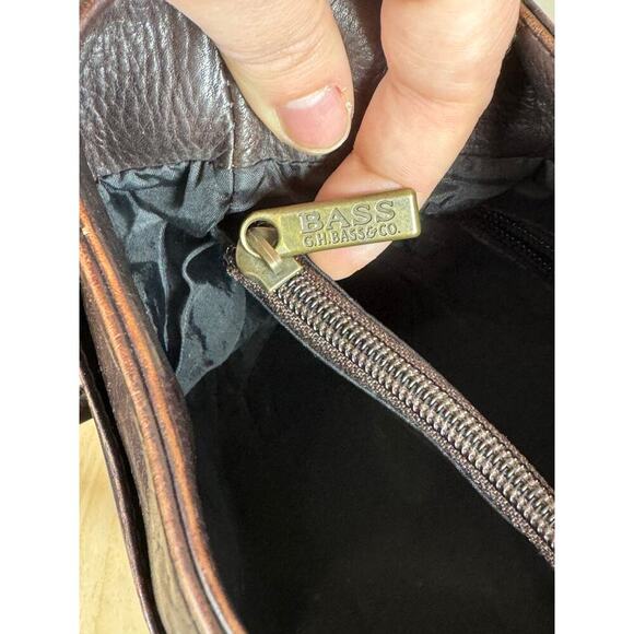 Vintage G.H. Bass Dark Brown Genuine Leather Tote Bohemian Cottagecore - Picture 7 of 16